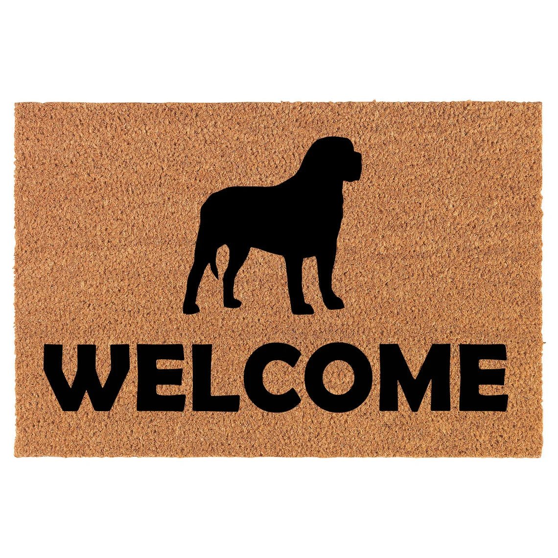 Coir Doormat Front Door Mat New Home Closing Housewarming Gift Welcome Mastiff Dog (30" x 18" Standard)