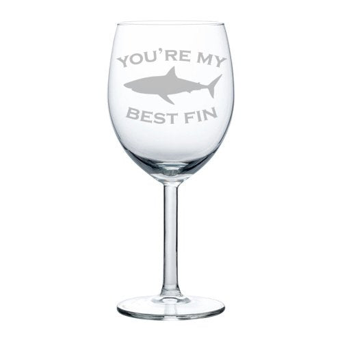 Wine Glass Goblet Best Friend You're My Best Fin Shark (10 oz)