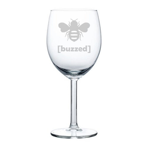 Wine Glass Goblet Funny Buzzed Bee (10 oz)