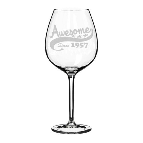 Wine Glass Goblet Funny 60th Birthday Awesome Since 1957 (20 oz Jumbo)