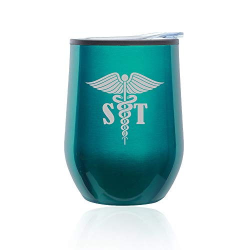 Stemless Wine Tumbler Coffee Travel Mug Glass With Lid Speech Therapist (Turquoise Teal)
