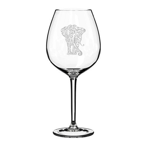 20 oz Jumbo Wine Glass Tribal Elephant