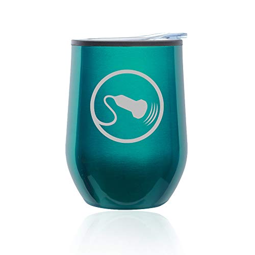 Stemless Wine Tumbler Coffee Travel Mug Glass With Lid Sonography Sonographer Ultrasound (Turquoise Teal)