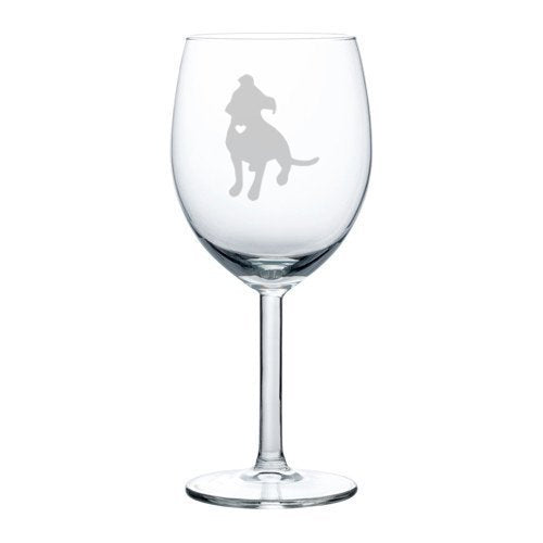 Wine Glass Goblet Cute Pitbull with Heart (10 oz),MIP