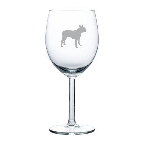 10 oz Wine Glass Boston Terrier Dog