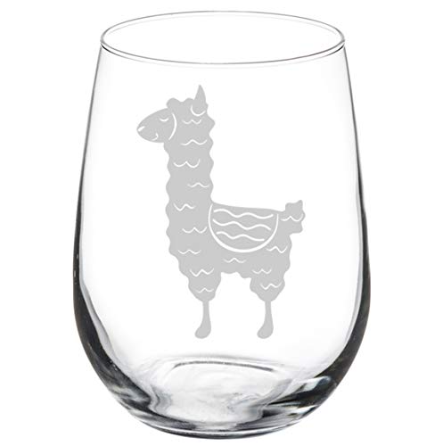 Wine Glass Goblet Cute Llama (17 oz Stemless)