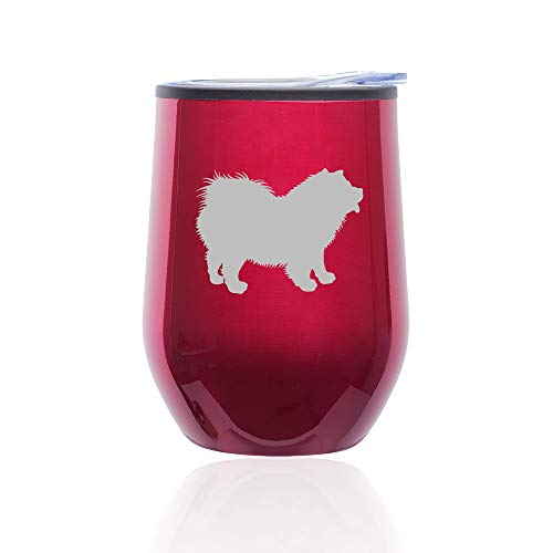 Stemless Wine Tumbler Coffee Travel Mug Glass With Lid Chow Chow (Fuchsia)