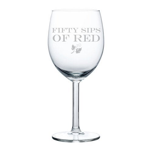 Wine Glass Goblet Funny Fifty Sips of Red (10 oz),MIP