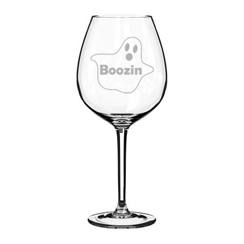 Wine Glass Goblet Boozin Ghost Funny Halloween (20 oz Jumbo)