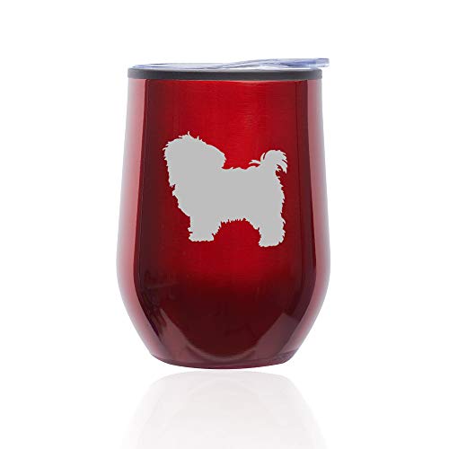 Stemless Wine Tumbler Coffee Travel Mug Glass With Lid Maltese (Red)