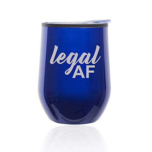 Stemless Wine Tumbler Coffee Travel Mug Glass With Lid Legal AF 21st Birthday