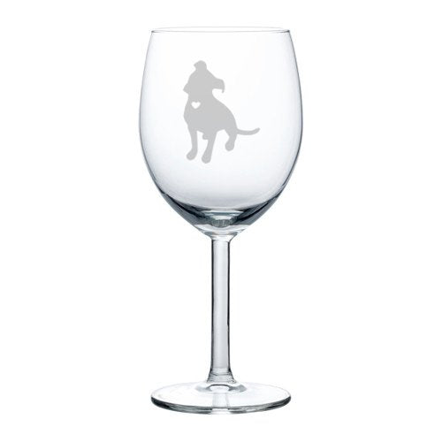 Wine Glass Goblet Cute Pitbull with Heart (10 oz)