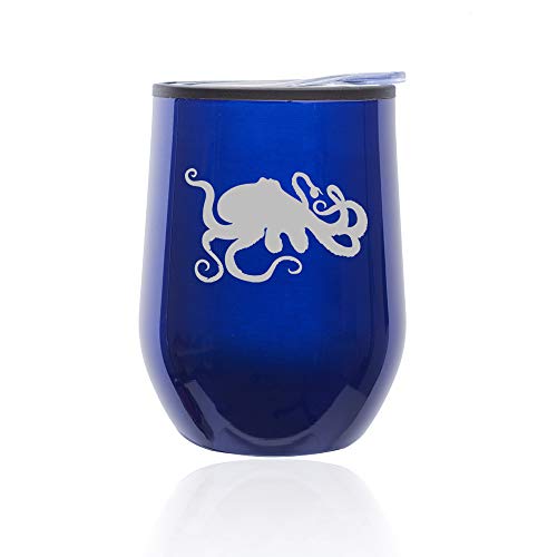 Stemless Wine Tumbler Coffee Travel Mug Glass With Lid Octopus And Tentacles