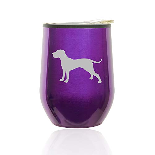 Stemless Wine Tumbler Coffee Travel Mug Glass With Lid Great Dane (Royal Purple)