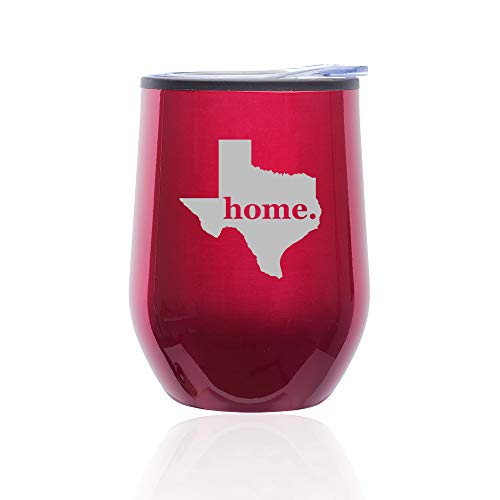 Stemless Wine Tumbler Coffee Travel Mug Glass With Lid Texas Home (Fuchsia)