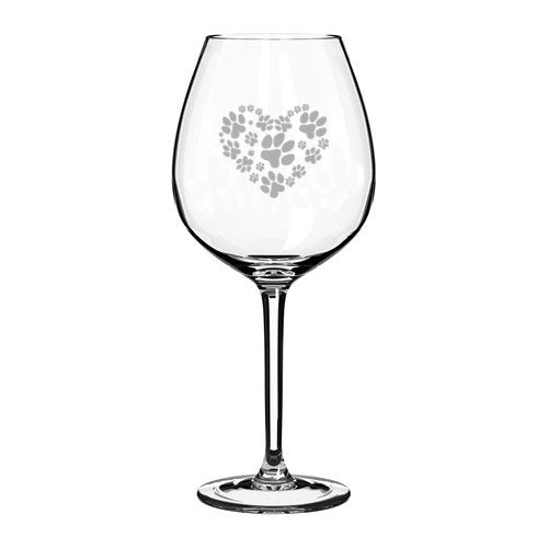 20 oz Jumbo Wine Glass Heart Love Animals Paw Prints