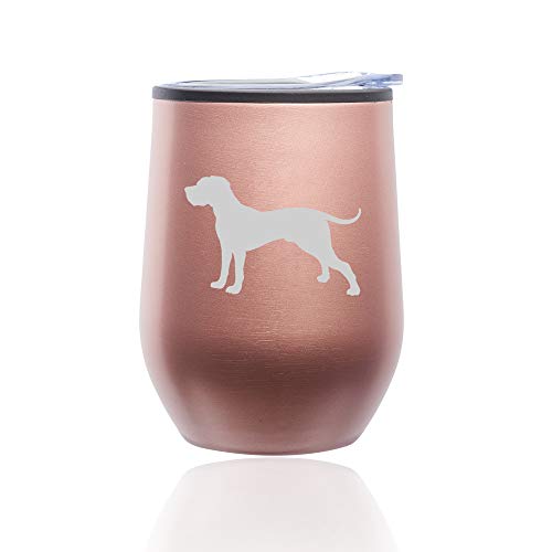 Stemless Wine Tumbler Coffee Travel Mug Glass With Lid Great Dane (Rose Gold)
