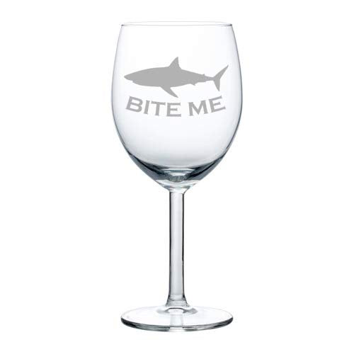 Wine Glass Goblet Bite Me Shark Funny (10 oz)