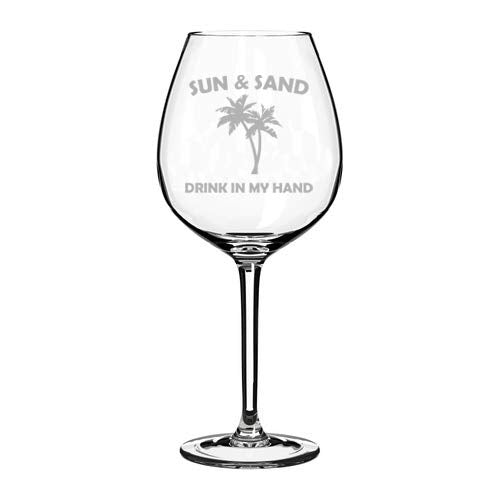 Wine Glass Goblet Sun And Sand Drink In My Hand Funny (20 oz Jumbo)