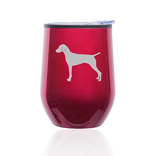 Stemless Wine Tumbler Coffee Travel Mug Glass With Lid Vizsla (Fuchsia)
