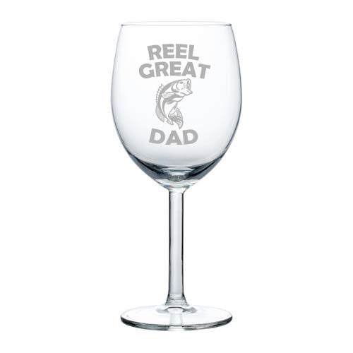 Wine Glass Goblet Reel Great Dad Bass Fish Fishing Father (10 oz)