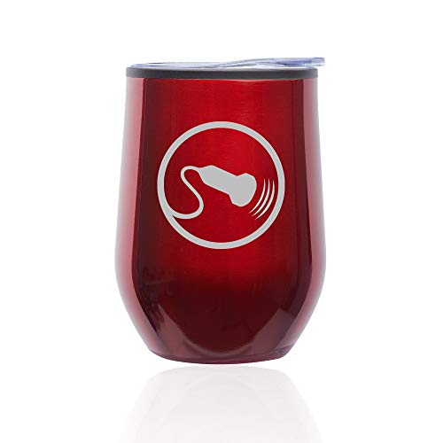 Stemless Wine Tumbler Coffee Travel Mug Glass With Lid Sonography Sonographer Ultrasound (Red)