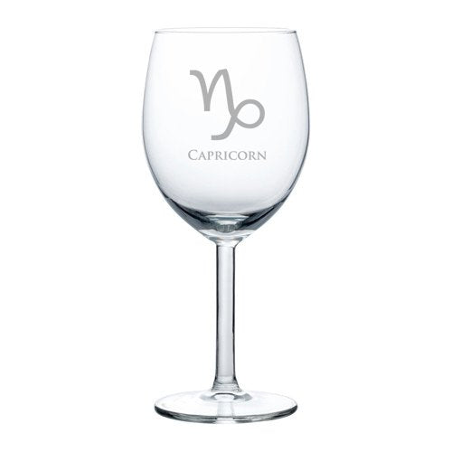 Wine Glass Goblet Horoscope Zodiac Birth Sign (10 oz, Capricorn)