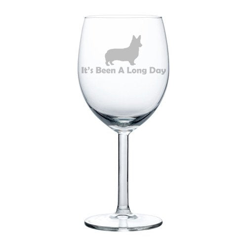 Wine Glass Goblet Funny It's Been A Long Day Corgi (10 oz)