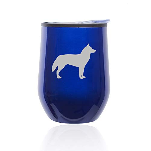 Stemless Wine Tumbler Coffee Travel Mug Glass With Lid Siberian Husky