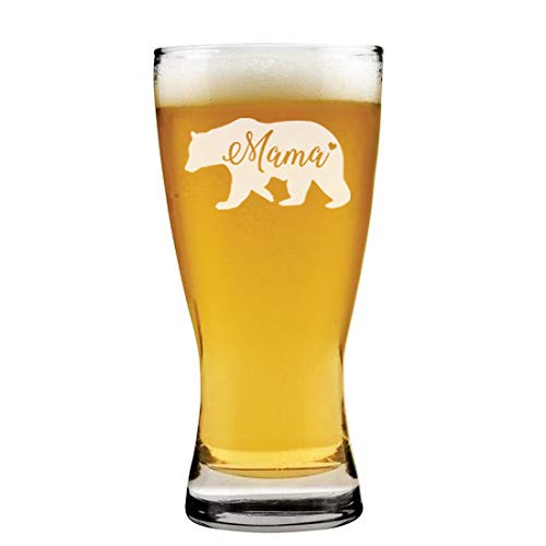 15 oz Beer Pilsner Glass Mama Bear Mom Mother