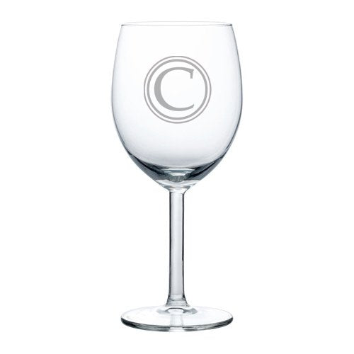 Wine Glass Goblet Circle Monogram Letter (C, 10 oz),MIP