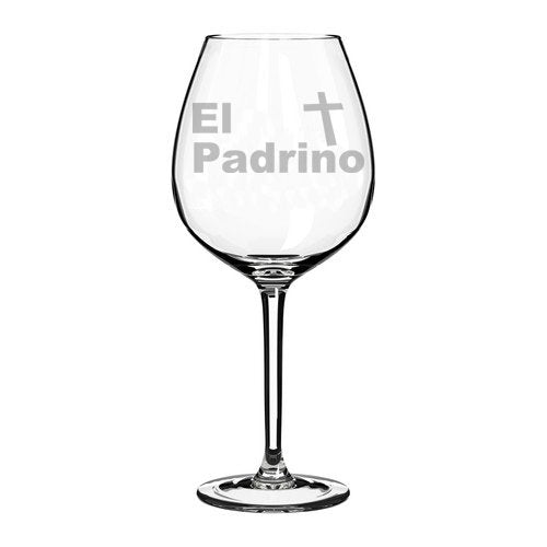Wine Glass Goblet Christening Baptism Godfather El Padrino (20 oz Jumbo)