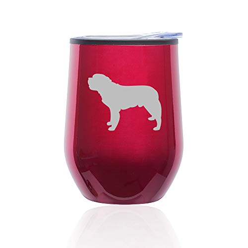 Stemless Wine Tumbler Coffee Travel Mug Glass With Lid Saint Bernard (Fuchsia)