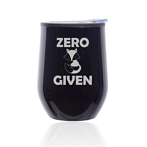 Stemless Wine Tumbler Coffee Travel Mug Glass With Lid Zero Fox Given Funny (Midnight Black)