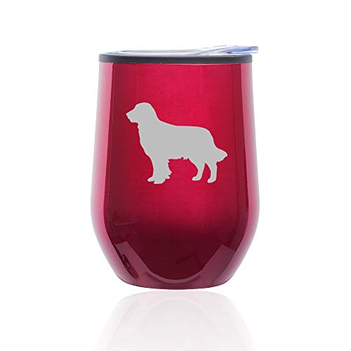Stemless Wine Tumbler Coffee Travel Mug Glass With Lid Golden Retriever (Fuchsia)