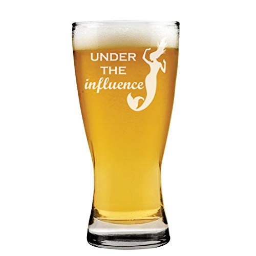 15 oz Beer Pilsner Glass Under The Influence Mermaid Funny