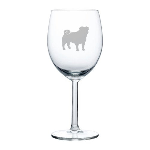 10 oz Wine Glass Pug Dog