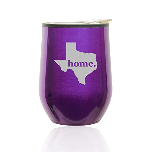 Stemless Wine Tumbler Coffee Travel Mug Glass With Lid Texas Home (Royal Purple)