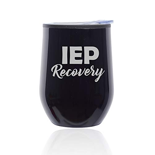 Stemless Wine Tumbler Coffee Travel Mug Glass With Lid IEP Recovery Special Education Teacher (Midnight Black)