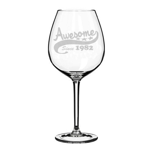 Wine Glass Goblet Funny 35th Birthday Awesome Since 1982 (20 oz Jumbo)