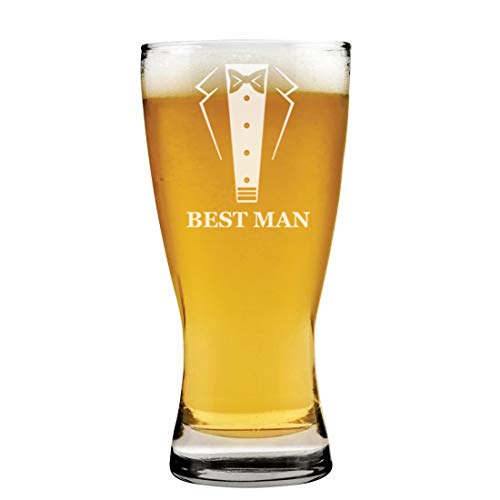 15 oz Beer Pilsner Glass Tuxedo Best Man