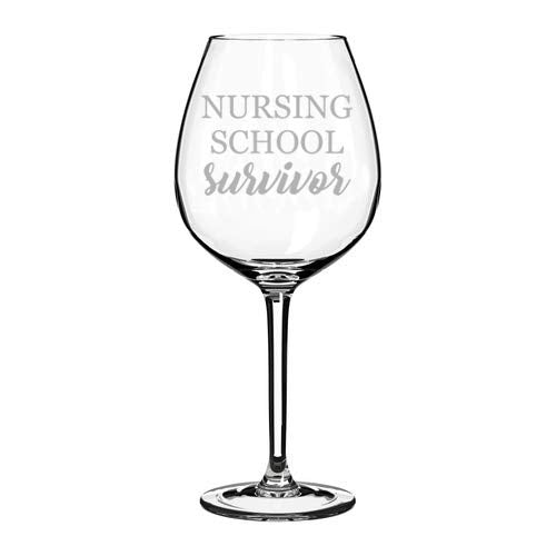 Wine Glass Goblet Nursing School Survivor Nurse Student Funny (20 oz Jumbo)