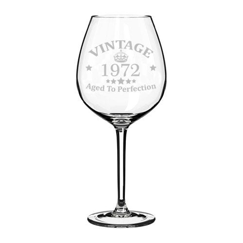 Wine Glass Goblet 46th Birthday Vintage Aged To Perfection 1972 (20 oz Jumbo)
