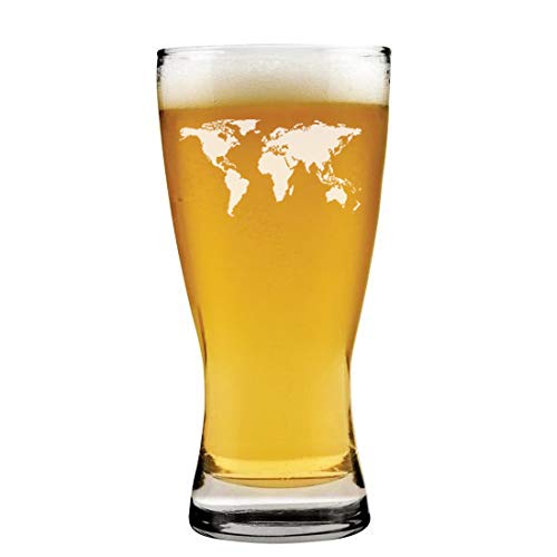 15 oz Beer Pilsner Glass World Map
