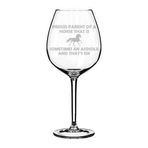 Wine Glass Goblet Funny Proud Parent Horse (20 oz Jumbo)
