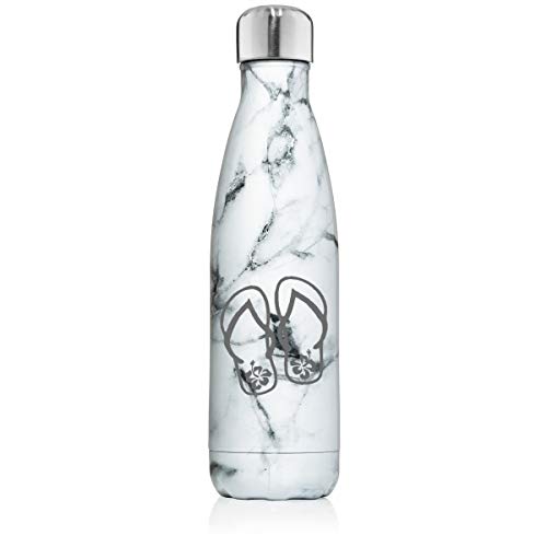 MIP Brand 17 oz. Double Wall Vacuum Insulated Stainless Steel Water Bottle Travel Mug Cup Flip Flops with Hibiscus