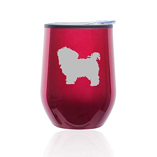 Stemless Wine Tumbler Coffee Travel Mug Glass With Lid Maltese (Fuchsia)