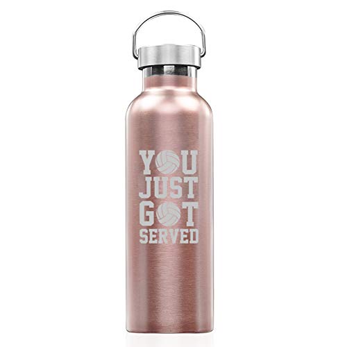 Rose Gold Double Wall Vacuum Insulated Stainless Steel Tumbler Travel Mug You Just Got Served Volleyball (25 oz Water Bottle)