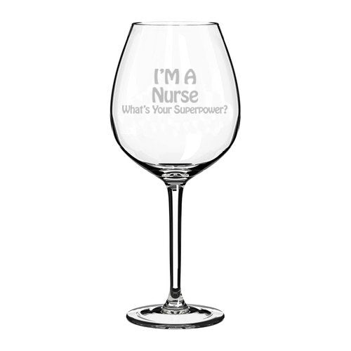 Wine Glass Goblet Nurse Superpower (20 oz Jumbo)