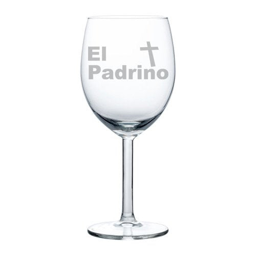 Wine Glass Goblet Christening Baptism Godfather El Padrino (10 oz)